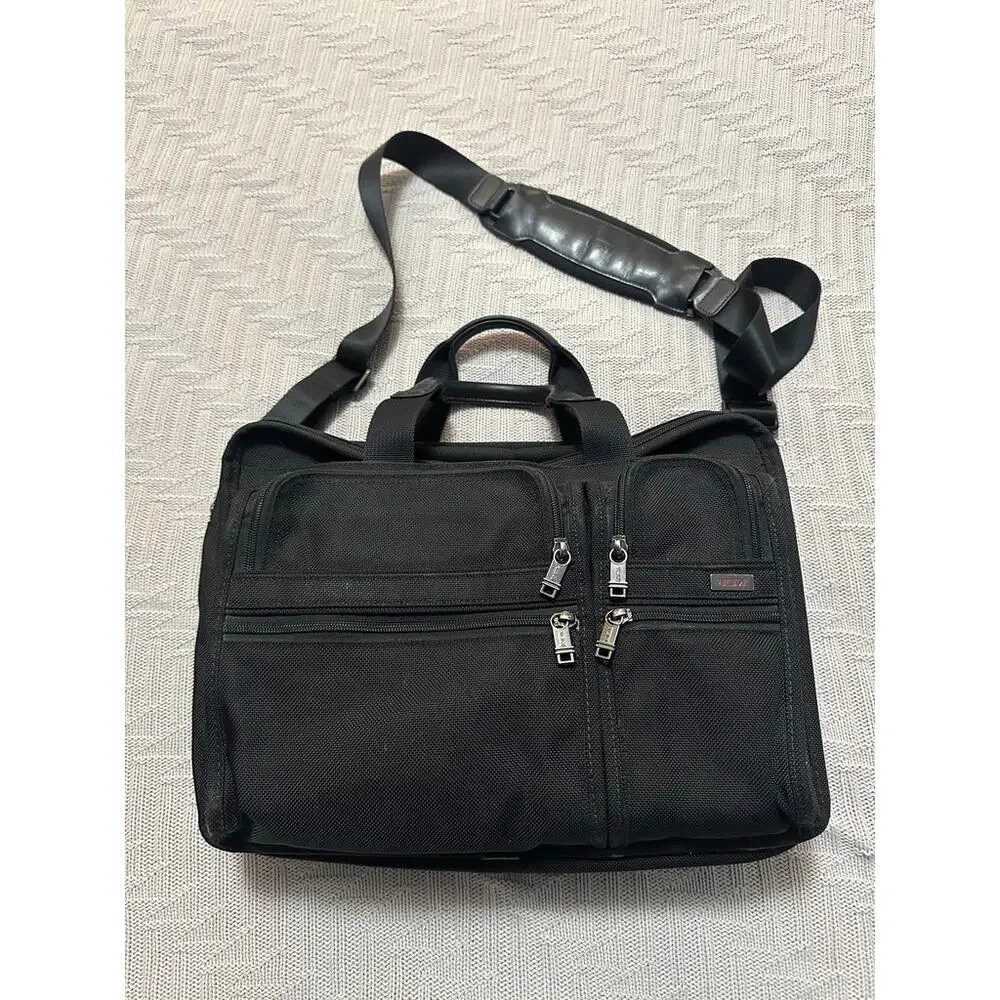 Tumi black Alpha canvas computer bag
